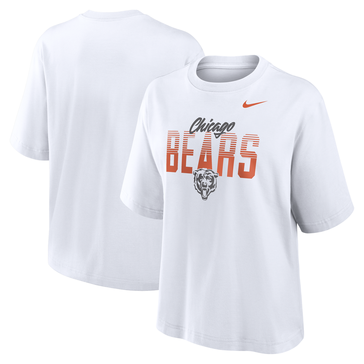 Chicago Bears NIKE Halftime White Boxy T-Shirt for Women product image 1, provided for visual reference and product detail