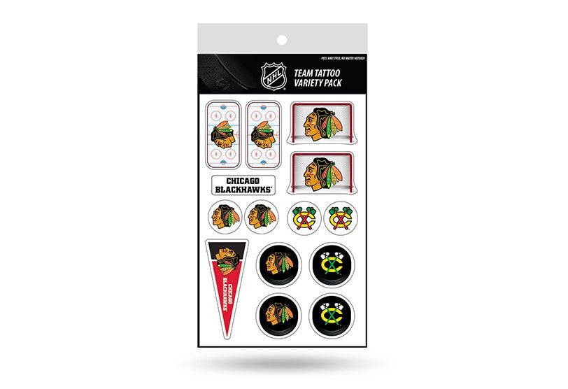 Chicago Blackhawks NHL Tattoo Variety Pack By Rico product image 1, provided for visual reference and product detail review