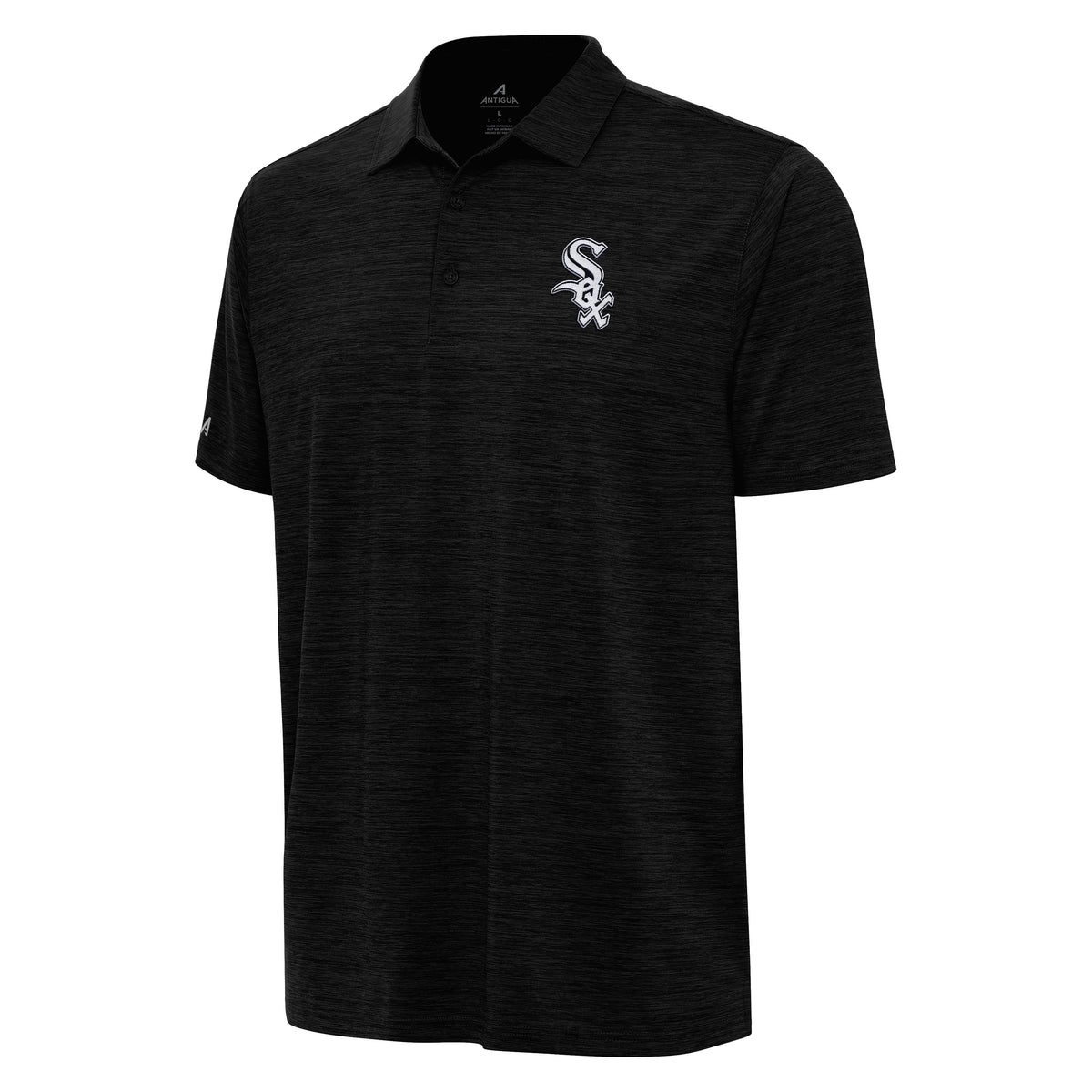 Chicago White Sox Antigua Black Layout Polo for Men product image 1, provided for visual reference and product detail review