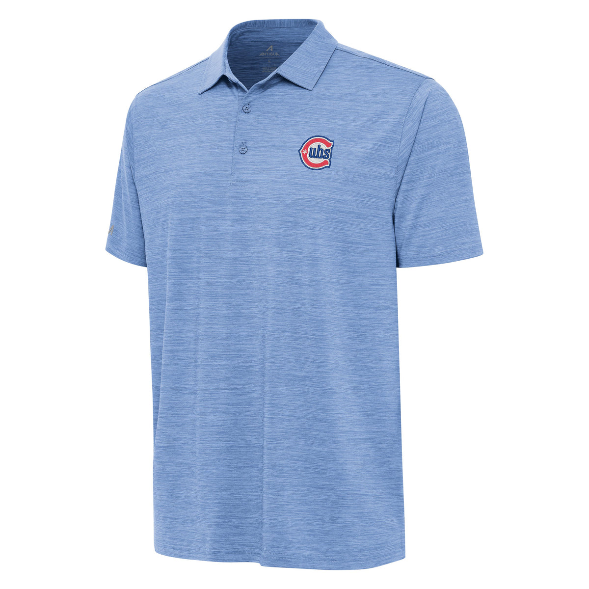 Chicago Cubs Antigua Baby Blue Alt2 Logo Layout Polo for Men product image 1, provided for visual reference and product