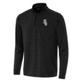 Chicago White Sox Antigua Black Heather Primary Logo Bright QZ 1/4 Zip Lightweight Pullover Top for Men product image 1,
