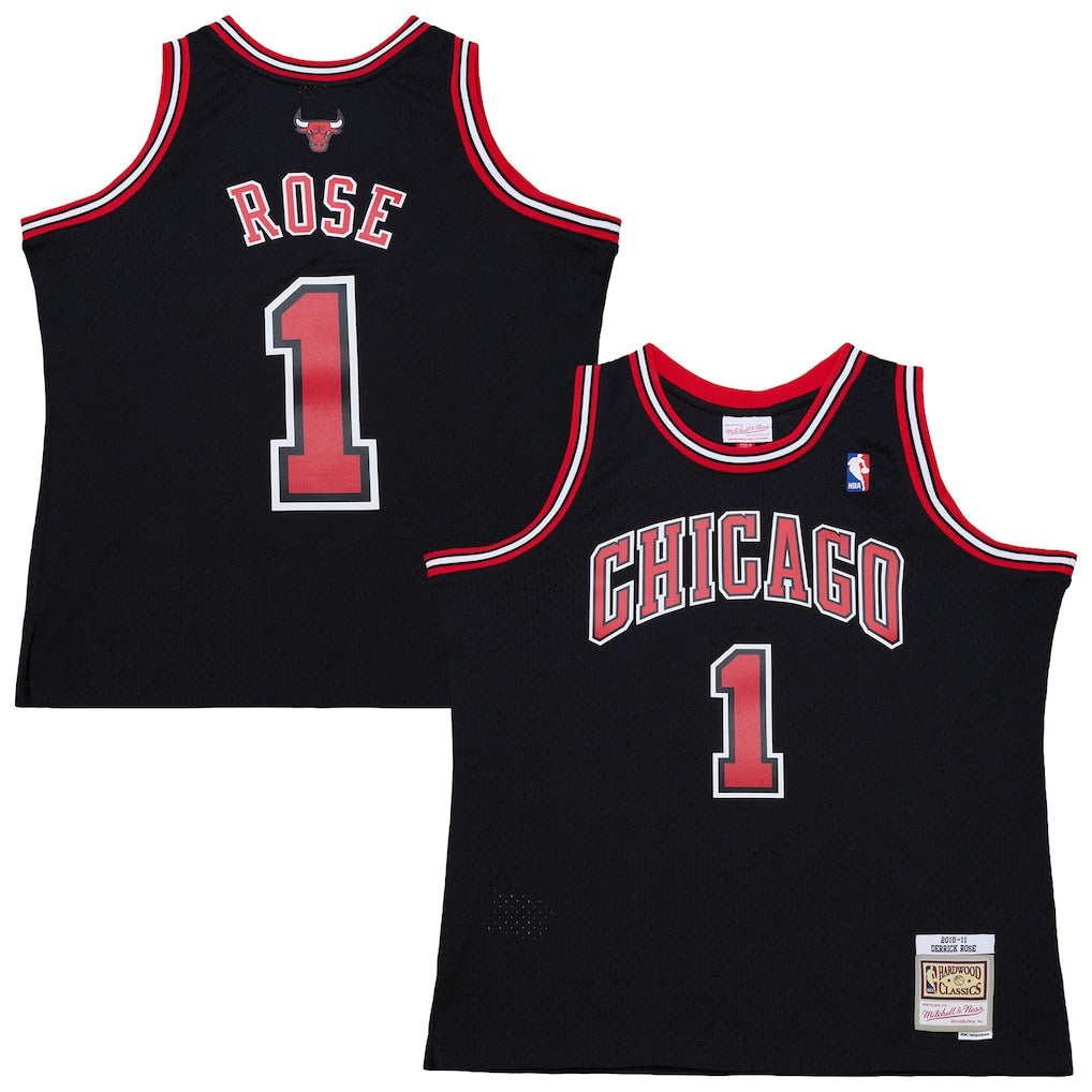 Chicago Bulls Derrick Rose Mitchell & Ness Black 2010-11 Hardwood Classics Swingman Jersey for Men product image 1, provided