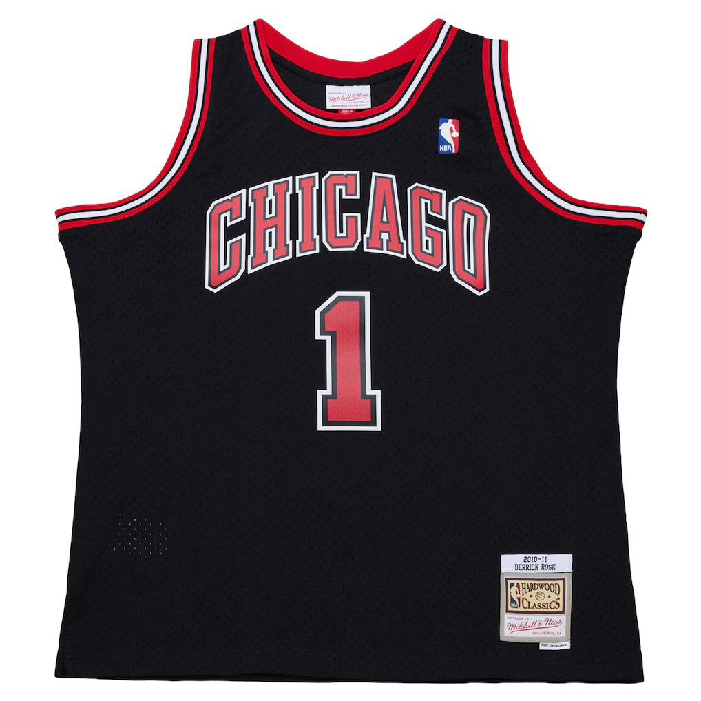 Chicago Bulls Derrick Rose Mitchell & Ness Black 2010-11 Hardwood Classics Swingman Jersey for Men product image 2, provided