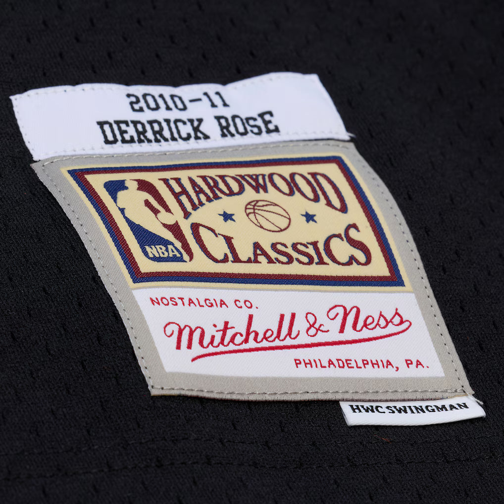 Chicago Bulls Derrick Rose Mitchell & Ness Black 2010-11 Hardwood Classics Swingman Jersey for Men product image 6, provided