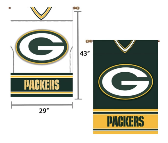 NFL Green Bay Packers 29" x 43" Double‑Sided Jersey Foil House Flag product image 1, provided for visual reference and