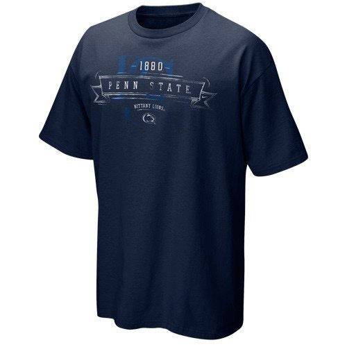 NIKE Penn State Nittany Lions Navy Blue Banner Year Vintage T-shirt product image 1, provided for visual reference and