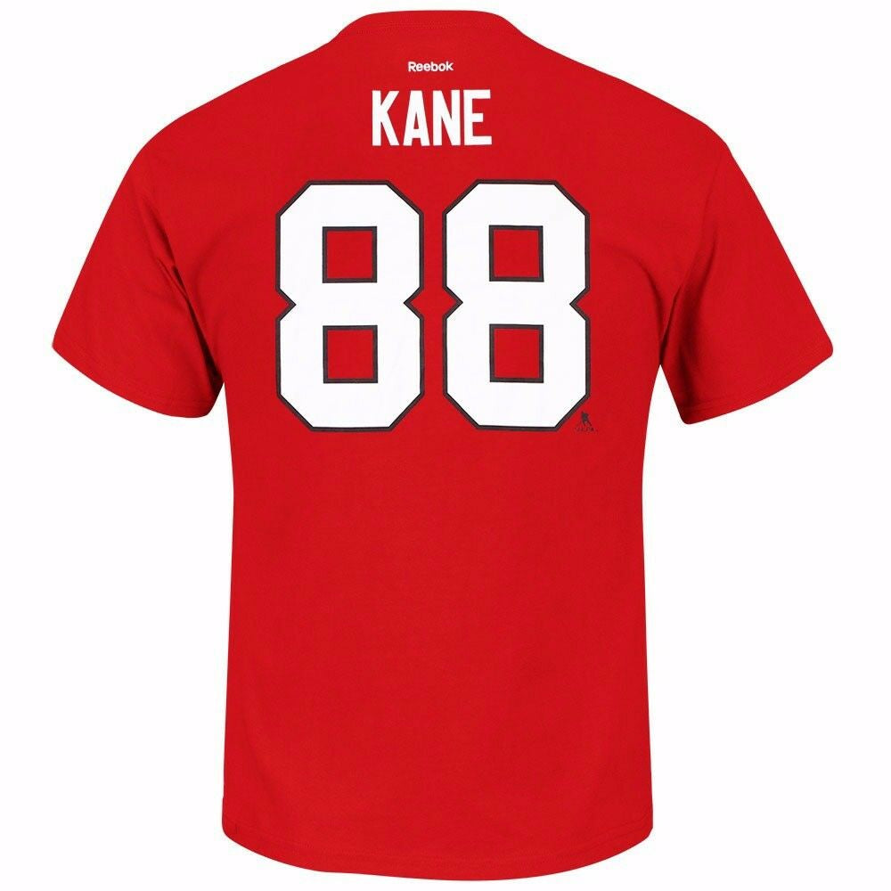 Chicago Blackhawks Patrick Kane Reebok Home Name & Number T-Shirt for Men product image 1, provided for visual reference and