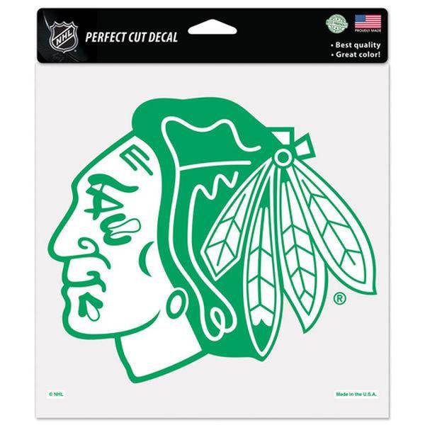 Chicago Blackhawks 8X8 Primary Logo Green Perfect Cut Decal product image 1, provided for visual reference and product