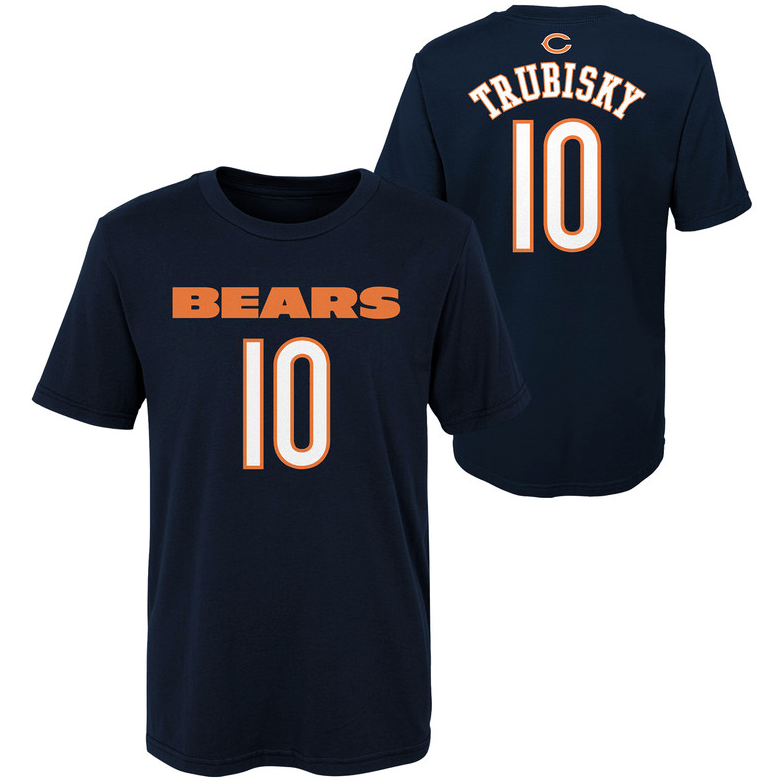 Toddler Chicago Bears Mitchell Trubisky Navy Mainliner Name & Number T-Shirt product image 1, provided for visual reference