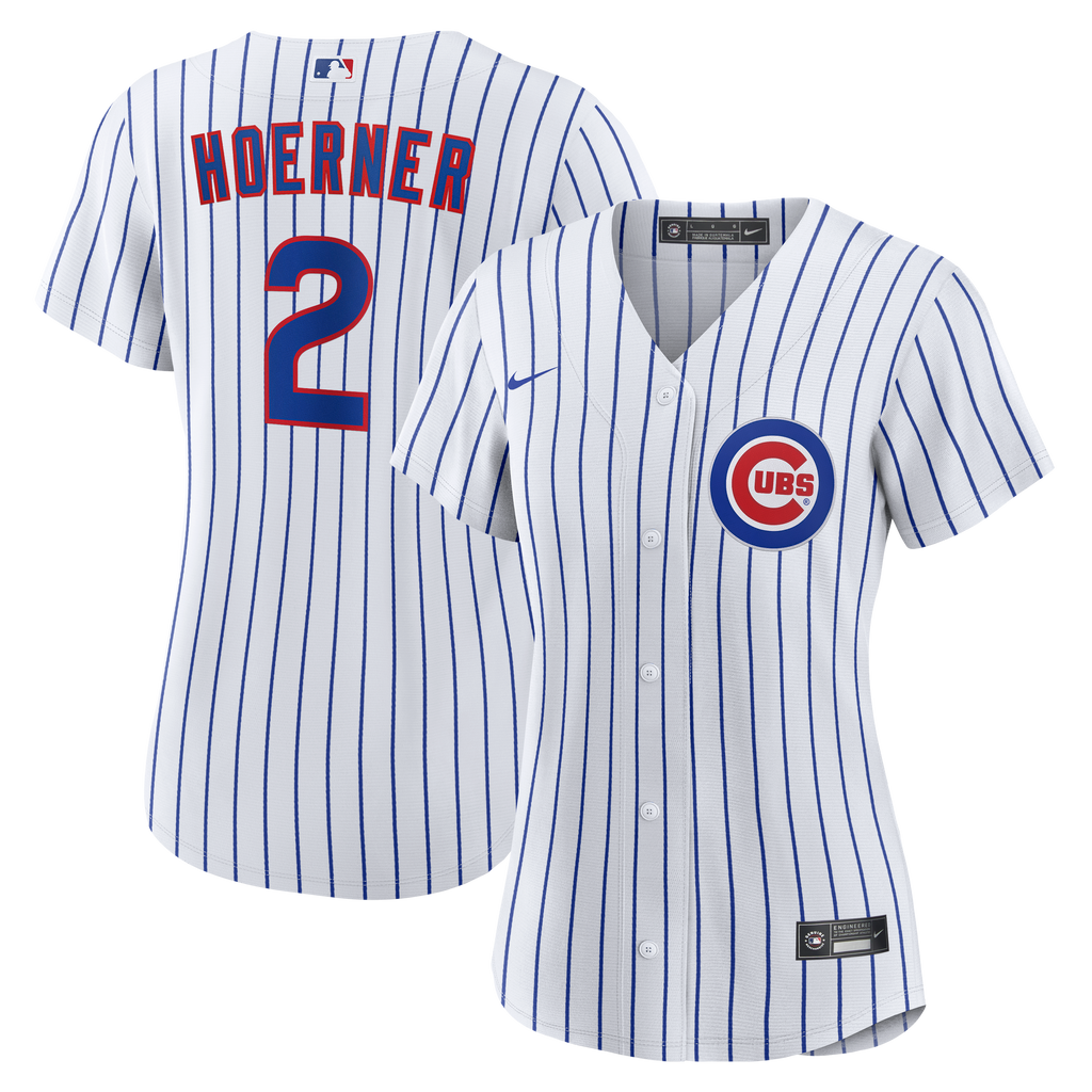Nico Hoerner Chicago Cubs Nike White Home Replica Team Jersey for Women product image 1, provided for visual reference and