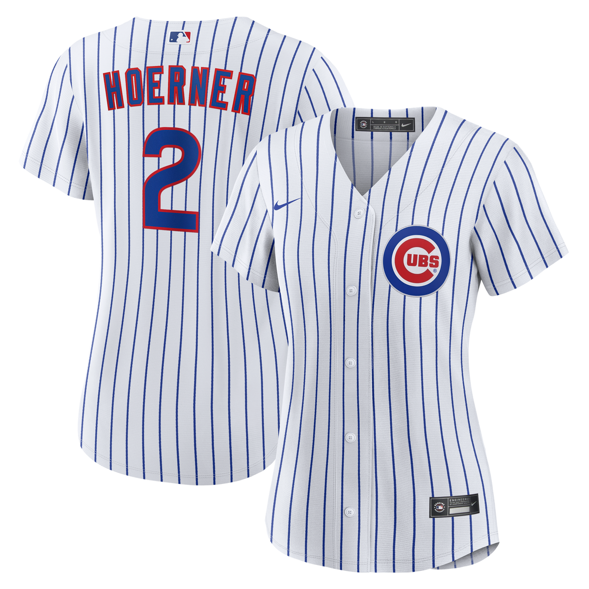 Nico Hoerner Chicago Cubs Nike White Home Replica Team Jersey for Women product image 1, provided for visual reference and