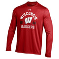 NCAA Wisconsin Badgers Heatgear Red Long Sleeve Tech T-Shirt for Men product image 1, provided for visual reference and
