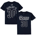 Youth Los Angeles Rams Todd Gurley II Navy Mainliner Name & Number T-Shirt product image 1, provided for visual reference