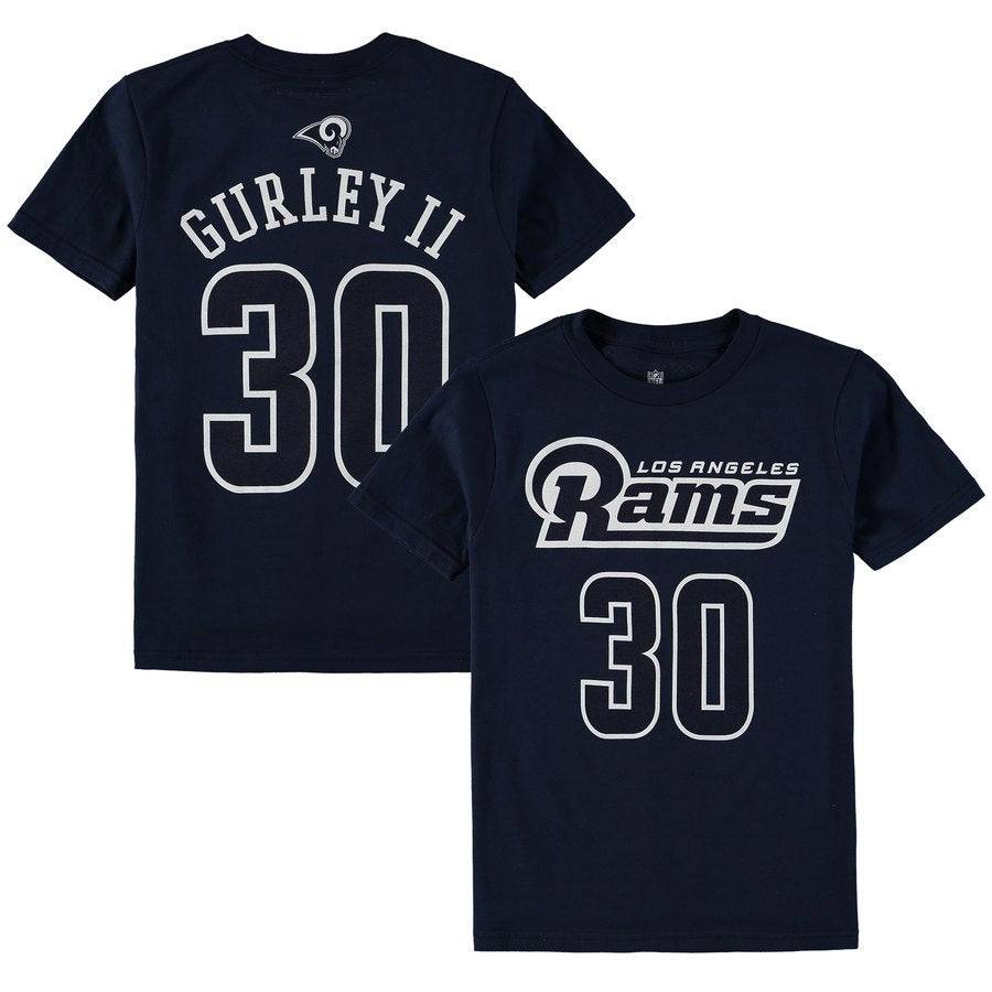 Youth Los Angeles Rams Todd Gurley II Navy Mainliner Name & Number T-Shirt product image 1, provided for visual reference