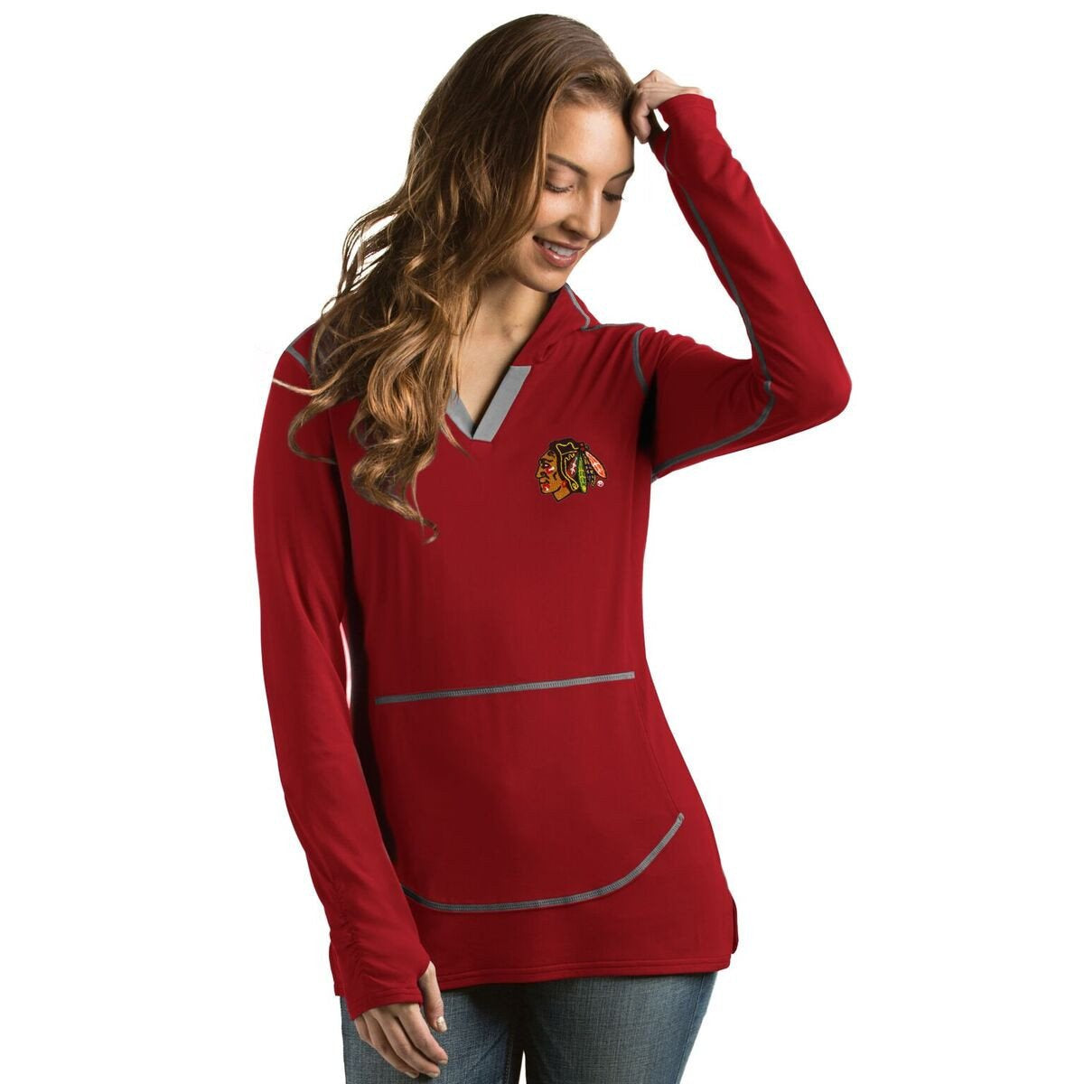Chicago Blackhawks Move Pullover Hooded Fleece, Red for Women product image 1, provided for visual reference and product