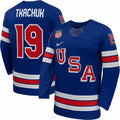 Team USA Hockey Nike Matthew Tkachuk #19 Blue Replica Jersey for Men product image 1, provided for visual reference and