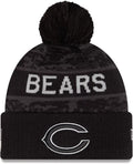 New Era Black Chicago Bears 2026 Salute To Service Cuffed Knit Hat with Pom-C Logo for Men product image 1, provided for