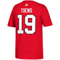 Chicago Blackhawks Jonathan Toews adidas Red Name & Number T-Shirt for Men product image 1, provided for visual reference