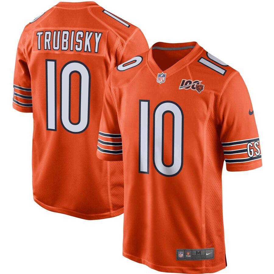 Chicago Bears Mitchell Trubisky Nike Orange 100th Season Game Jersey for Men product image 1, provided for visual reference