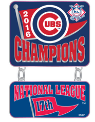 Chicago Cubs 2016 National League Champions Dangler Pin product image 1, provided for visual reference and product detail