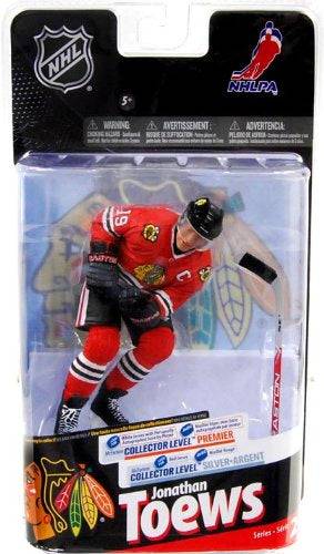 McFarlane NHL Series 24 Jonathan Toews Chicago Blackhawks Collector Level Silver Chase Figure Red Jersey product image 1,