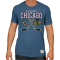 Men’s NHL Chicago Blackhawks Heather Blue Cross Sticks T-Shirt By Retro Brand product image 1, provided for visual reference