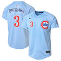 NIKE Youth Chicago Cubs Alex Bregman Light Blue 2nd Alternate Limited Replica Jersey product image 1, provided for visual