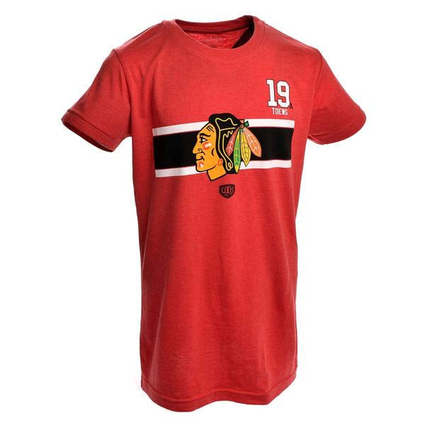Chicago Blackhawks Jonathan Toews Stripes Player T-Shirt for Women product image 1, provided for visual reference and