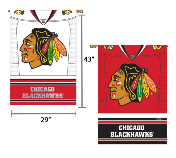 NHL Chicago Blackhawks 29" x 43" Double‑Sided Jersey Foil House Flag product image 1, provided for visual reference and