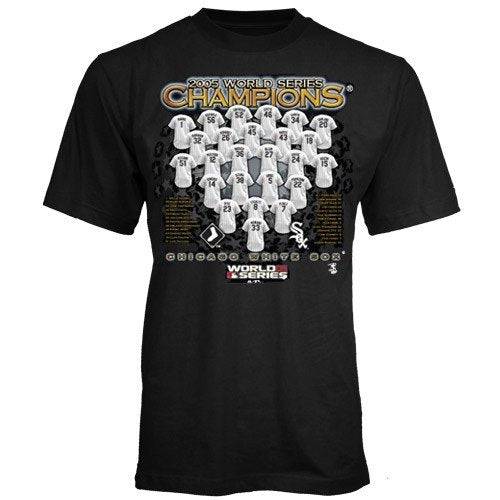 Majestic Men Chicago White Sox 2005 World Series Champions Roster Black T-shirt product image 1, provided for visual