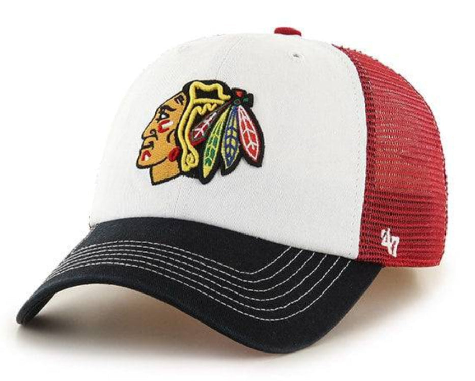 Chicago Blackhawks Mckinley Closer Red 47 Brand Stretch Fit Hat product image 1, provided for visual reference and product