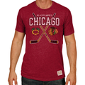 Men’s Chicago Blackhawks NHL Heather Red Cross Sticks T-Shirt By Retro Brand product image 1, provided for visual reference