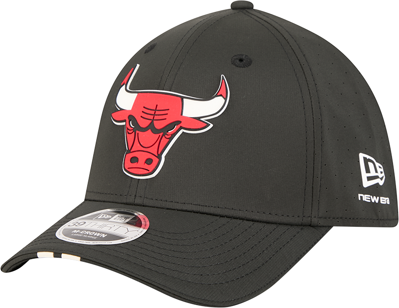 Chicago Bulls New Era Assist Black M-Crown 39THIRTY Flex Hat for Men product image 1, provided for visual reference and