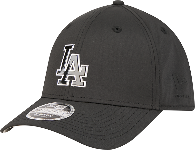 Los Angeles Dodgers New Era M-Crown 39Thirty Metallic Black Performance Flex Fit Hat product image 1, provided for visual