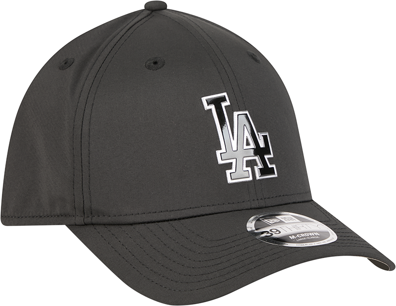 Los Angeles Dodgers New Era M-Crown 39Thirty Metallic Black Performance Flex Fit Hat product image 3, provided for visual