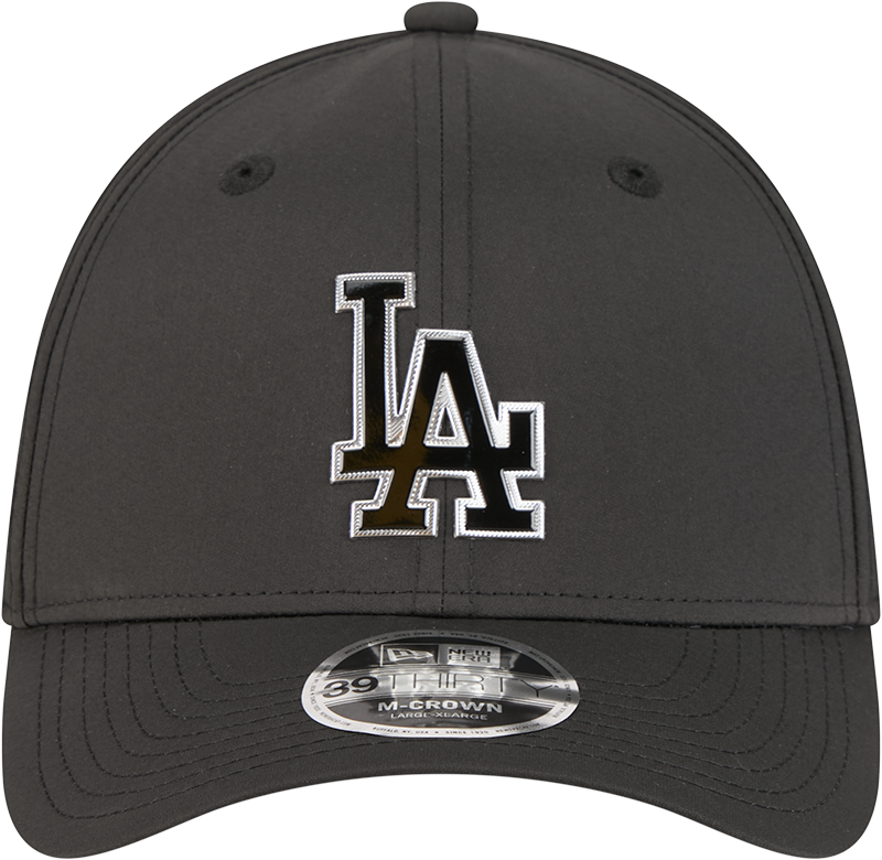 Los Angeles Dodgers New Era M-Crown 39Thirty Metallic Black Performance Flex Fit Hat product image 2, provided for visual