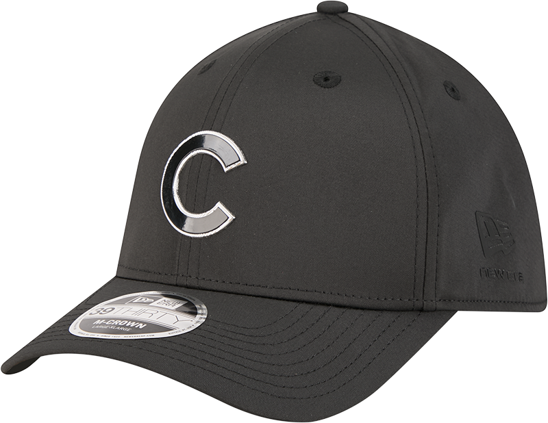 Chicago Cubs New Era M-Crown 39Thirty Metallic Black Performance Flex Fit Hat product image 1, provided for visual reference