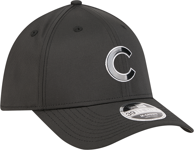 Chicago Cubs New Era M-Crown 39Thirty Metallic Black Performance Flex Fit Hat product image 3, provided for visual reference