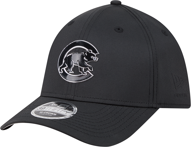 Chicago Cubs New Era M-Crown 39Thirty Metallic Black Performance Flex Fit Hat-Crawling Bear product image 1, provided for