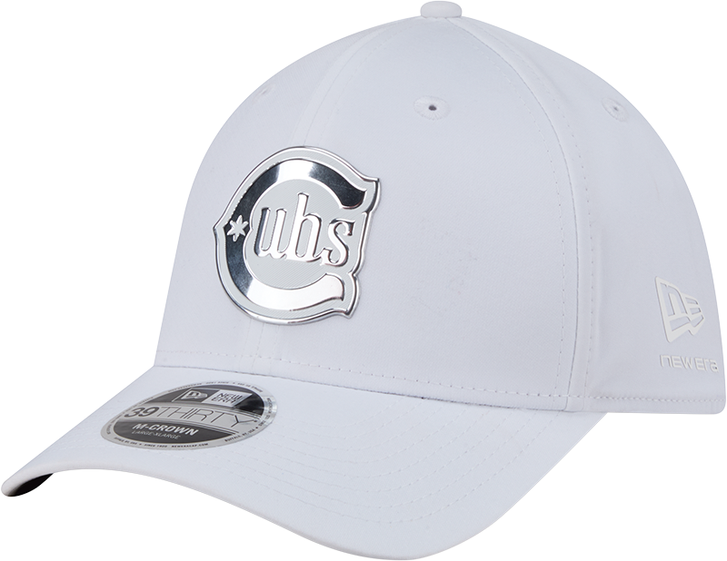 Chicago Cubs New Era M-Crown 39Thirty Alternate 2 Metallic White Performance Flex Fit Hat product image 1, provided for