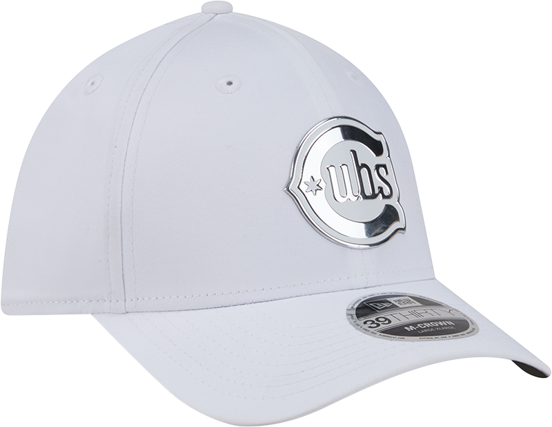 Chicago Cubs New Era M-Crown 39Thirty Alternate 2 Metallic White Performance Flex Fit Hat product image 3, provided for