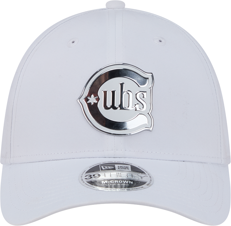 Chicago Cubs New Era M-Crown 39Thirty Alternate 2 Metallic White Performance Flex Fit Hat product image 2, provided for
