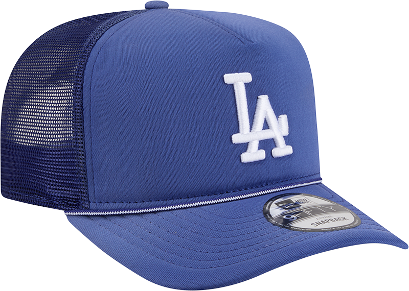 Los Angeles Dodgers New Era Blue Worn A-Frame 9FIFTY Trucker Snapback Hat product image 2, provided for visual reference and