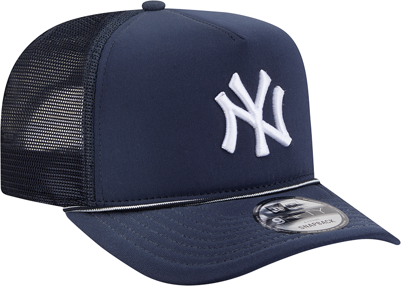 New York Yankees New Era Navy Worn A-Frame 9FIFTY Trucker Snapback Hat product image 3, provided for visual reference and