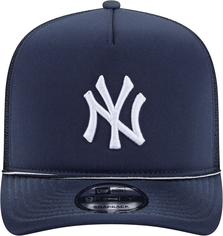 New York Yankees New Era Navy Worn A-Frame 9FIFTY Trucker Snapback Hat product image 2, provided for visual reference and