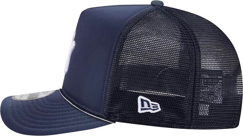 New York Yankees New Era Navy Worn A-Frame 9FIFTY Trucker Snapback Hat product image 4, provided for visual reference and