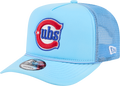 Chicago Cubs New Era Blue Worn A-Frame 9FIFTY Trucker Snapback Hat product image 1, provided for visual reference and