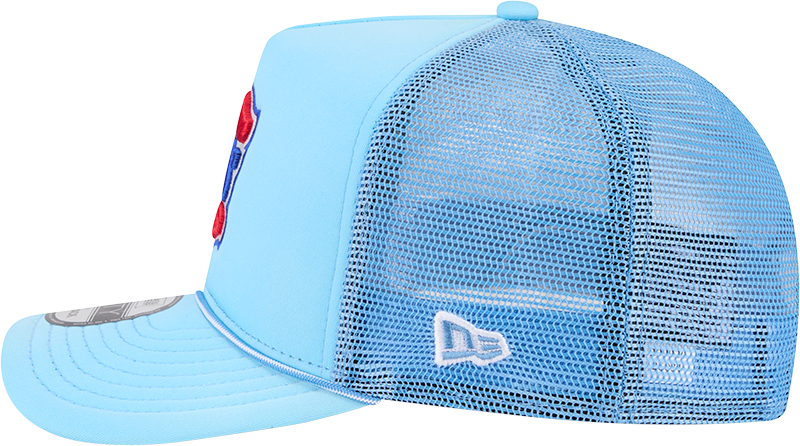 Chicago Cubs New Era Blue Worn A-Frame 9FIFTY Trucker Snapback Hat product image 4, provided for visual reference and