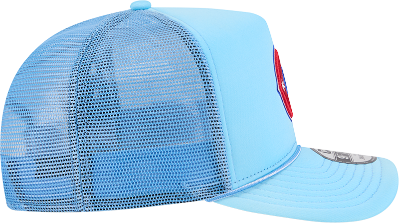 Chicago Cubs New Era Blue Worn A-Frame 9FIFTY Trucker Snapback Hat product image 5, provided for visual reference and