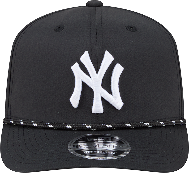New York Yankees Black Sport Rope 9SEVENTY Stretch Snap Adjustable Hat product image 2, provided for visual reference and